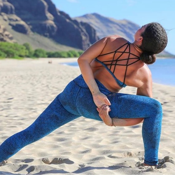 Lululemon High Times Pant Luon Spray Jacquard Shocking Blue Black Size 8 Women's - Picture 5 of 9